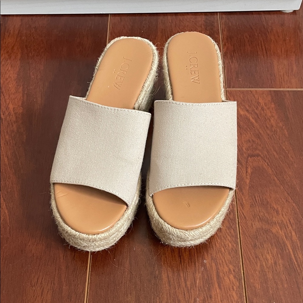 J. Crew Women's Beige Espadrille Slides